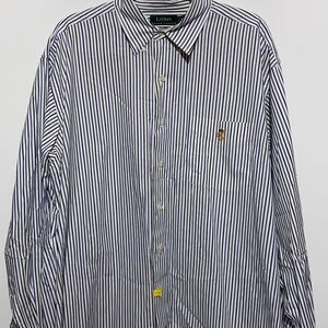 Lauren Ralph Lauren Mens Shirt Button Down Long Sleeve Stripe White Size XL